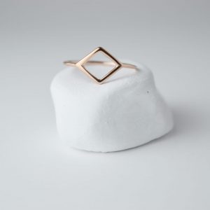 Sterling Silver Diamond Shaped Rose Golden Ring