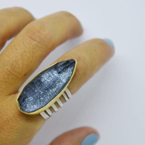 Gold Plated Grande Galactical Drop Hematite Ring