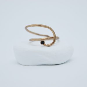 Gold Plated Asymmetric Spiral Black Tourmaline Ring