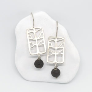 Sterling Silver Tree Of Life Lava Earrings