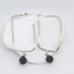 Sterling Silver Minimal Square Lava Earrings