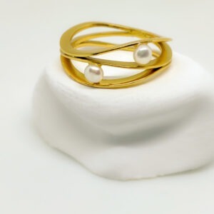 Gold Plated Triple Layered Pearl Ring