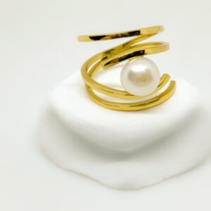 Gold Plated Double Flow Pearl Ring