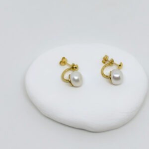 Gold Plated Swing Stud Freshwater Pearl Earring