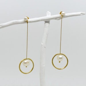 Gold Plated Chain Drop Freshwater Pearl Earring