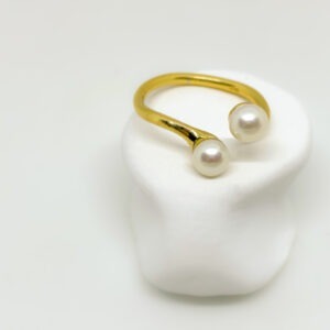 Gold Plated Twin Pearl Ring