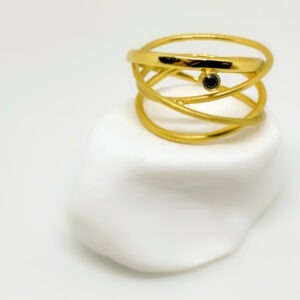 Gold Plated Orbital Twist Tourmaline Ring