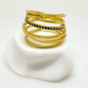 Gold Plated Cyclical Tiled Tourmaline Ring
