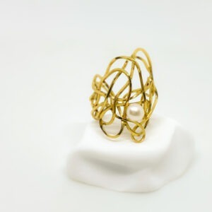 Gold Plated Haywire Pearl Ring