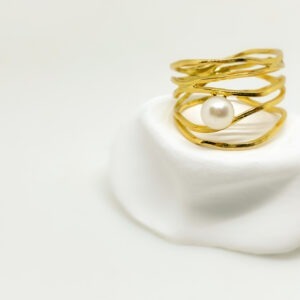 Gold Plated Pirouette Pearl Ring