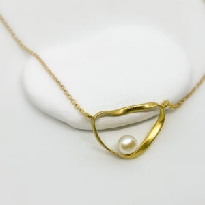 Gold Plated Warped Whirl Pearl Necklace