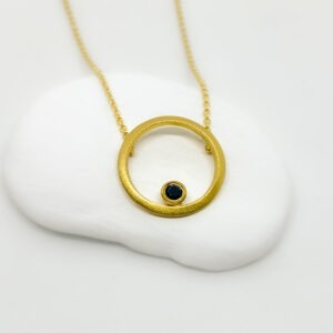 Gold Plated Inward Cycle Tourmaline Necklace