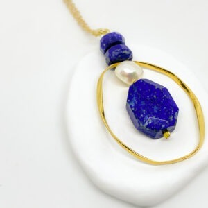 Gold Plated Archaic-Inspired Lapis Lazuli Necklace