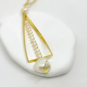 Gold Plated Trigon Pearl Chain Necklace