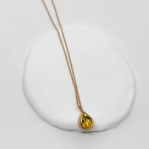 Rose Gold Plated Classic Drop Citrine Gemstone Necklace