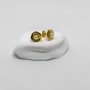 Gold Plated Warped Flora Pearl Earring