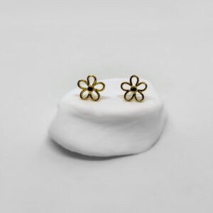 Gold Plated Floral Sketch Tourmaline Earring