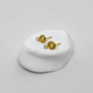 Gold Plated Cycladic Swirl Pearl Earring