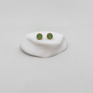 Gold Plated Mikro Classic Round Chrysoprase Earring