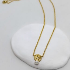 Gold Plated Cycladic Swirl Pearl Necklace