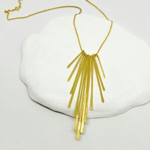 Matte Gold Plated Rustic Sunray Necklace