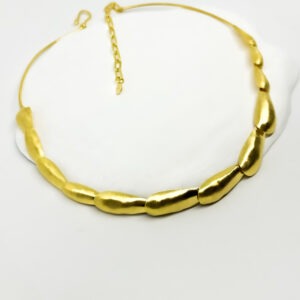 Gold Plated Rustic Connected Drops Necklace