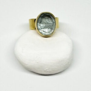 Elegant Gold Plated Aquamarine Ring