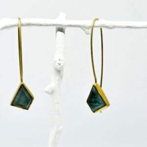 Trapeze Matte Gold Plated Aquamarine Earrings