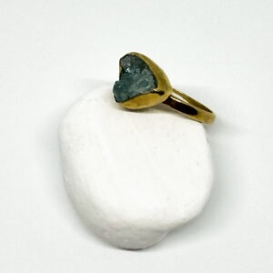 Triangle Shaped Rough Aquamarine Gold Plated Ring