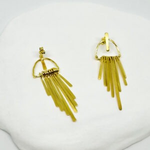 Matte Gold Plated Rustic Sunray Earrings Small