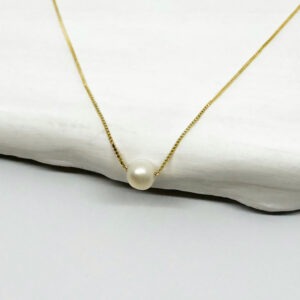 Single Pearl 14K Gold Necklace