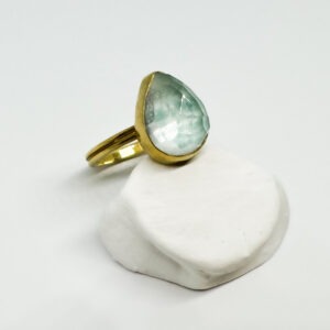 Luxurious Teardrop Gold Plated Amazonite Ring