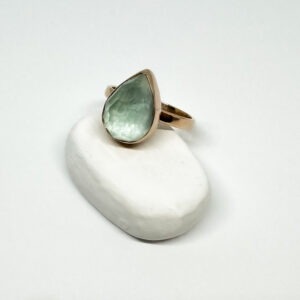 Luxurious Teardrop Rose Gold Plated Amazonite Ring