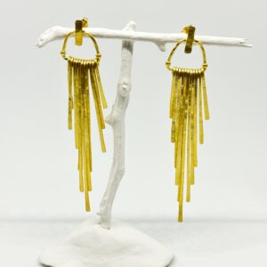 Matte Gold Plated Rustic Sunray Earrings
