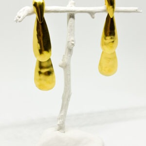 Three Connected Drops Gold Plated Earrings
