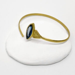 Gold Plated Vertical Navete London Blue Topaz