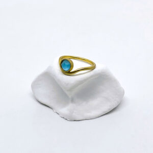 Yellow Gold Plated Curve Turquoise Ring