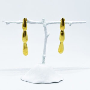 Three Connected Drops Small Gold Plated Earrings