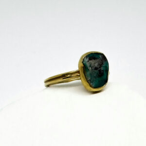 Natural Chrysocolla Gold Plated Ring