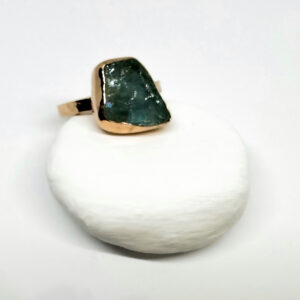 Angular Rose Gold Plated Aquamarine Ring