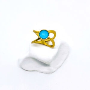 Yellow Gold Plated Waved Turquoise Ring