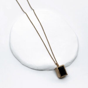 Rose Gold Plated Rectangular Tourmaline Necklace