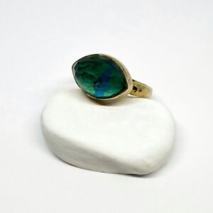 Unique Chrysocolla Gold Plated Ring