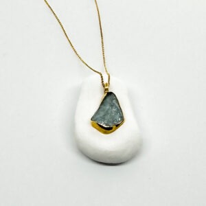 Stunning Rough Aquamarine Gold Plated Necklace