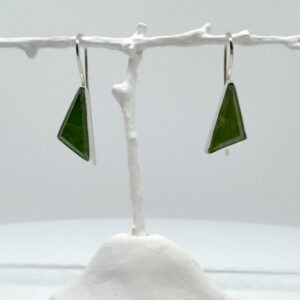 Contemporary Triangle Shaped Diopside Sterling Silver Earrings