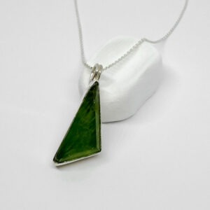 Contemporary Triangle Shaped Diopside Sterling Silver Necklace