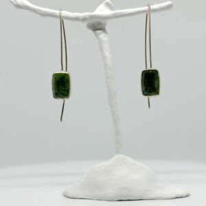 Contemporary Rectangular Diopside Sterling Silver Earrings