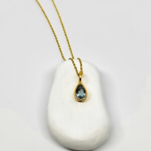 Delicate Gold Plated Aquamarine Teardrop Necklace
