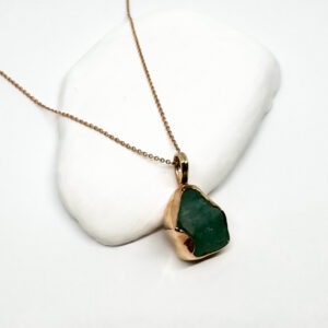 Unique Rough Emerald Druse Rose Gold Plated Necklace