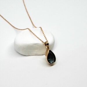 Tasteful Aquamarine Teardrop Rose Gold Plated Necklace